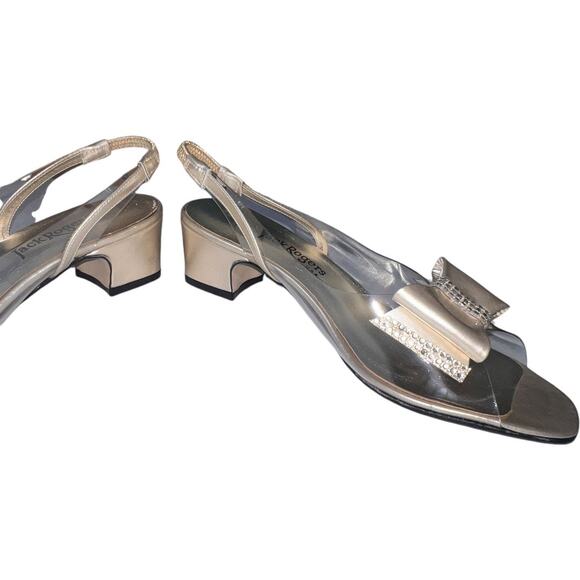 NWB Jack Rogers Leather Rhinestone Slip On Sling Sandal Silver Women's Size 8N - Picture 10 of 15